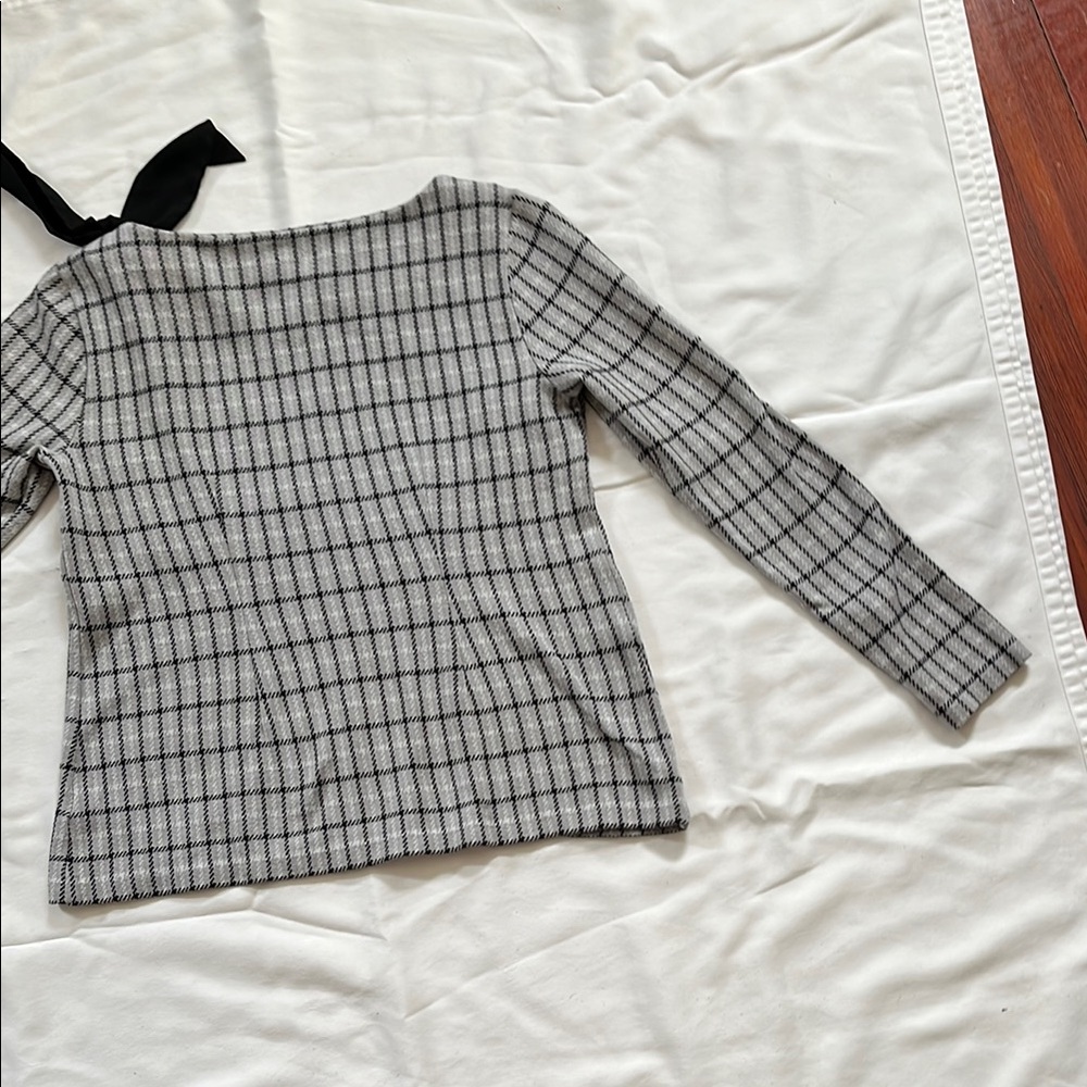 Talbots Plaid Black and White Women's Top - Picture 5 of 6